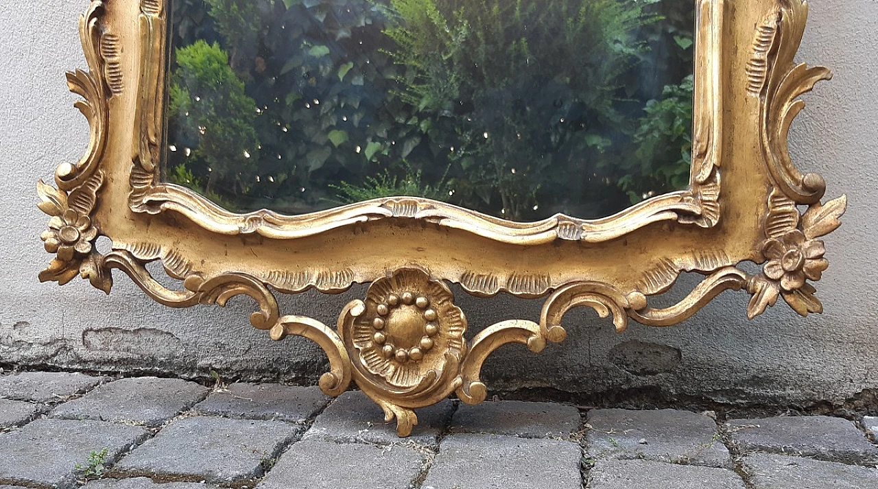 Carved and gilded wooden console table with mirror, early 20th century 5