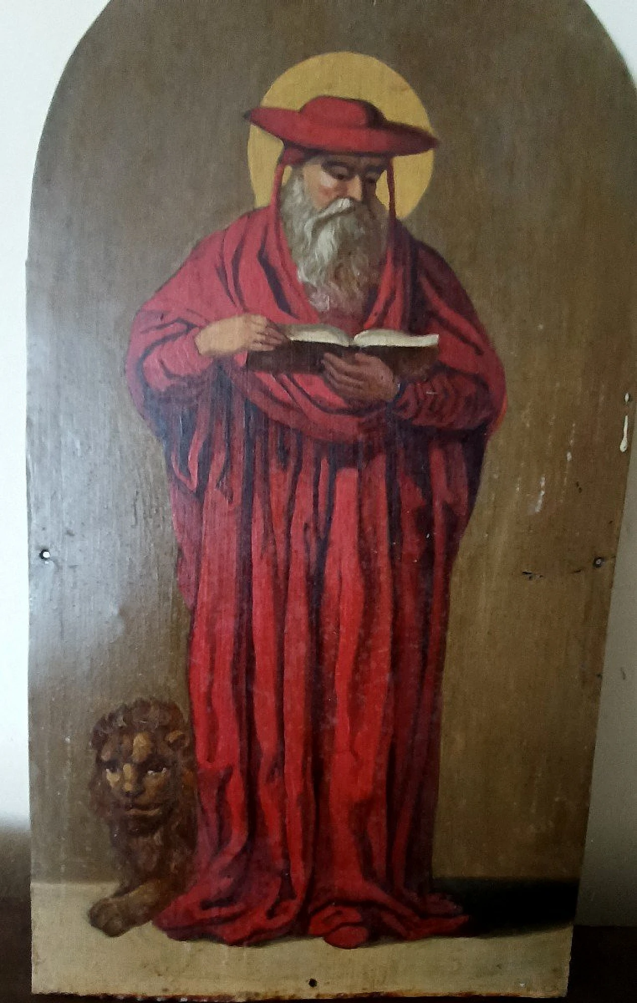 Saint Jerome, painting on metal, 19th century 3
