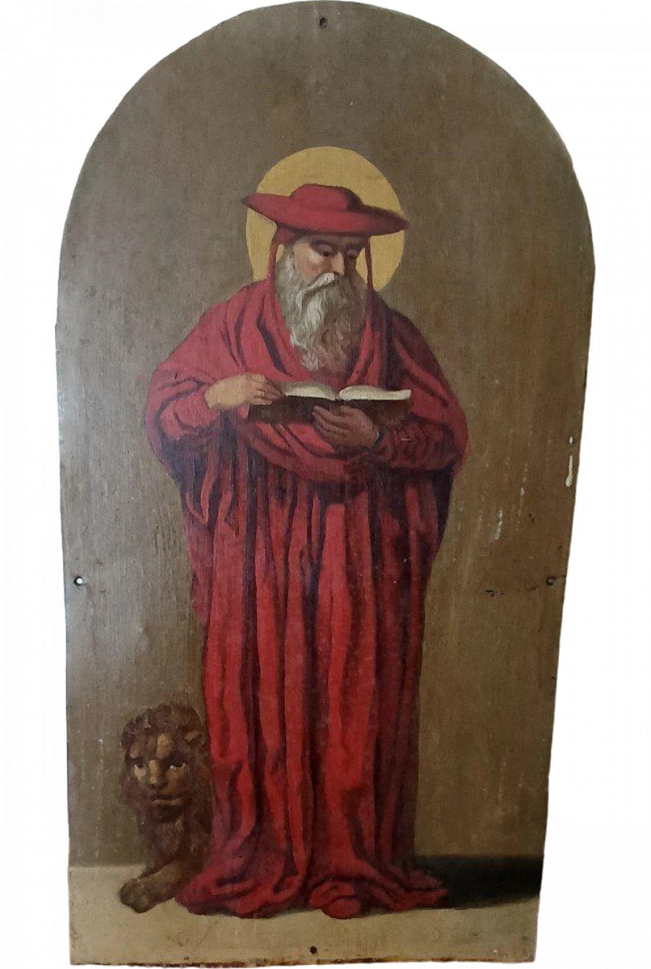 Saint Jerome, painting on metal, 19th century 8