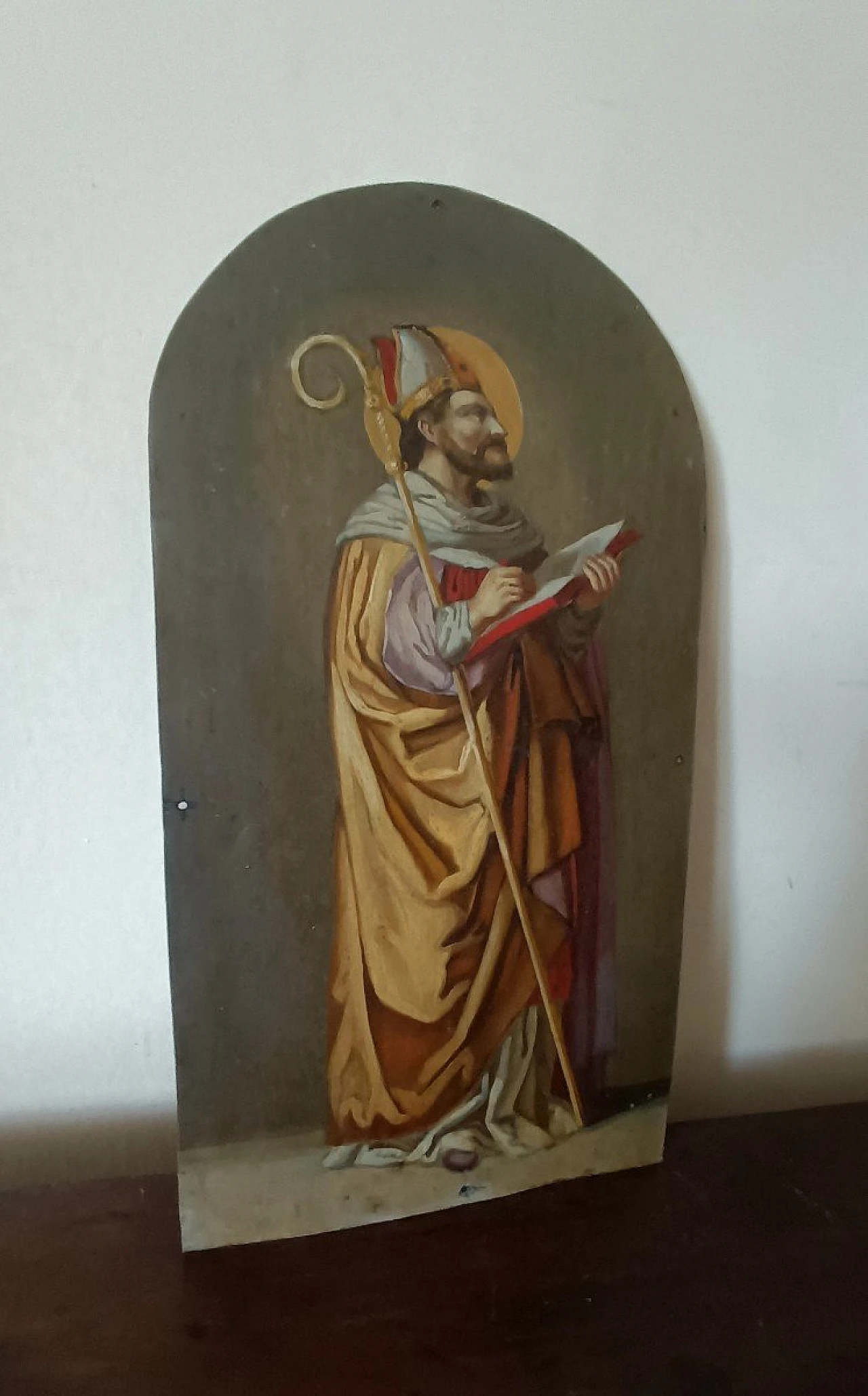 Saint Augustine, painting on metal, 19th century 1