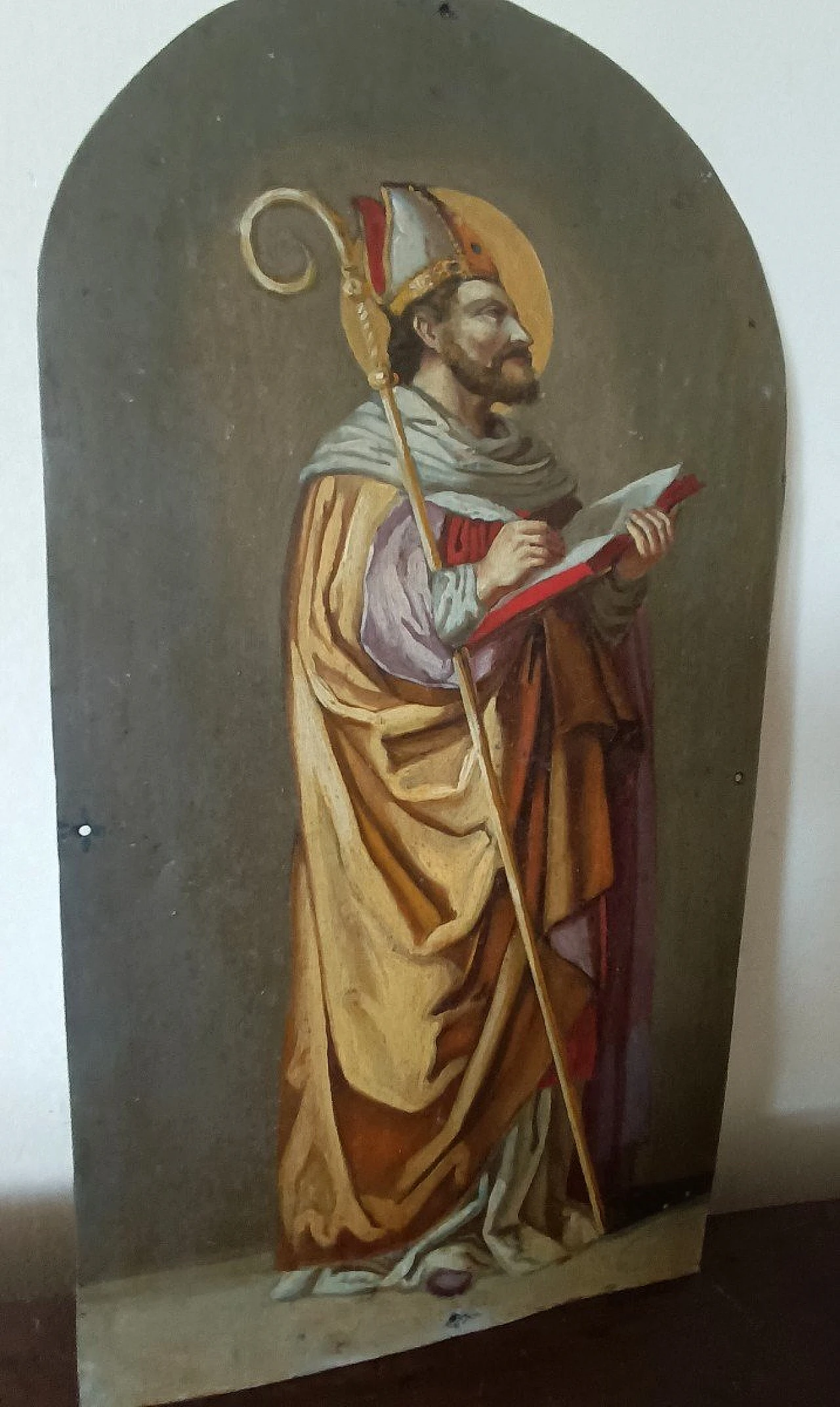 Saint Augustine, painting on metal, 19th century 2