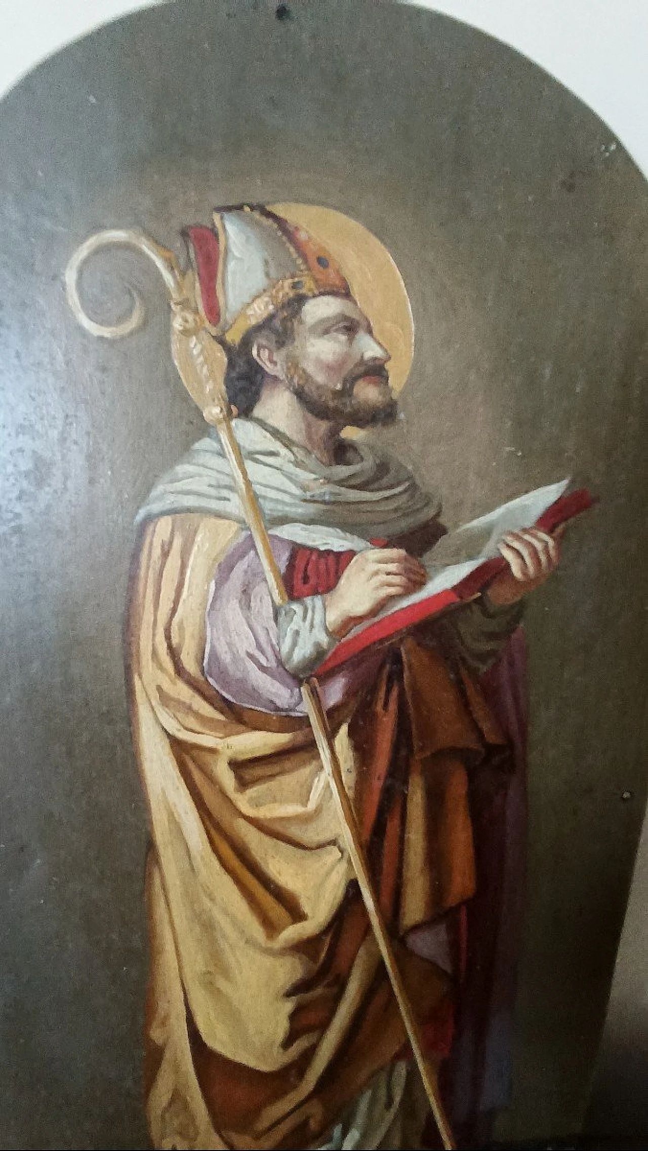 Saint Augustine, painting on metal, 19th century 5
