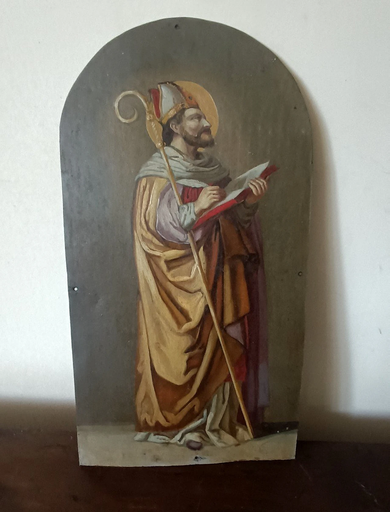 Saint Augustine, painting on metal, 19th century 7