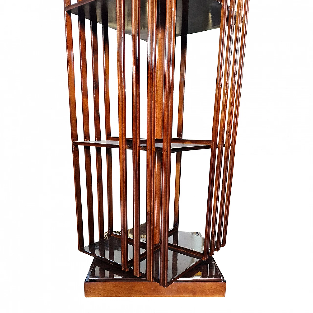 Libreria girevole quadrangolare in noce, anni '80 5