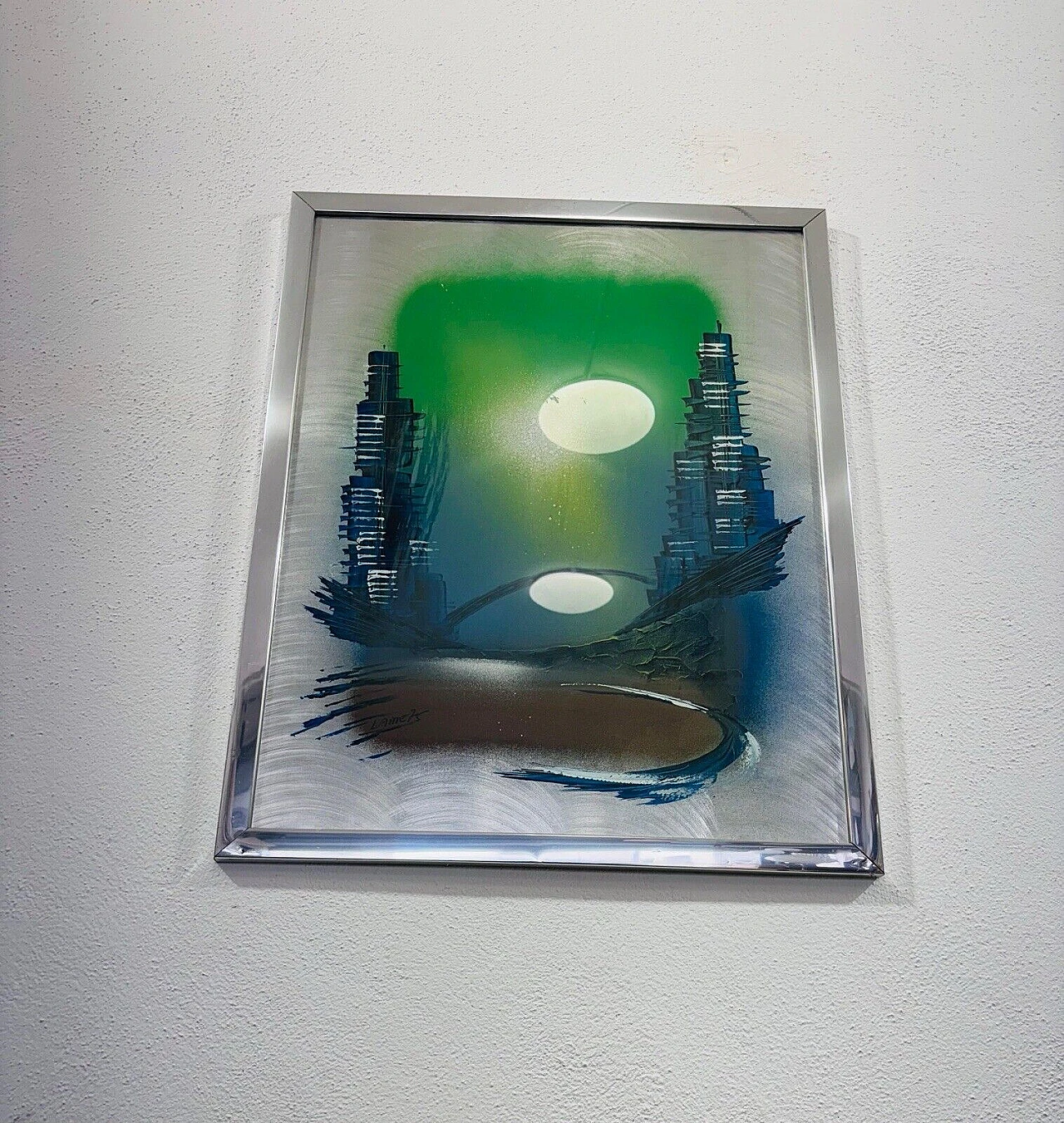 Lame, Grattacieli, dipinto su lastra di acciaio, 1975 3