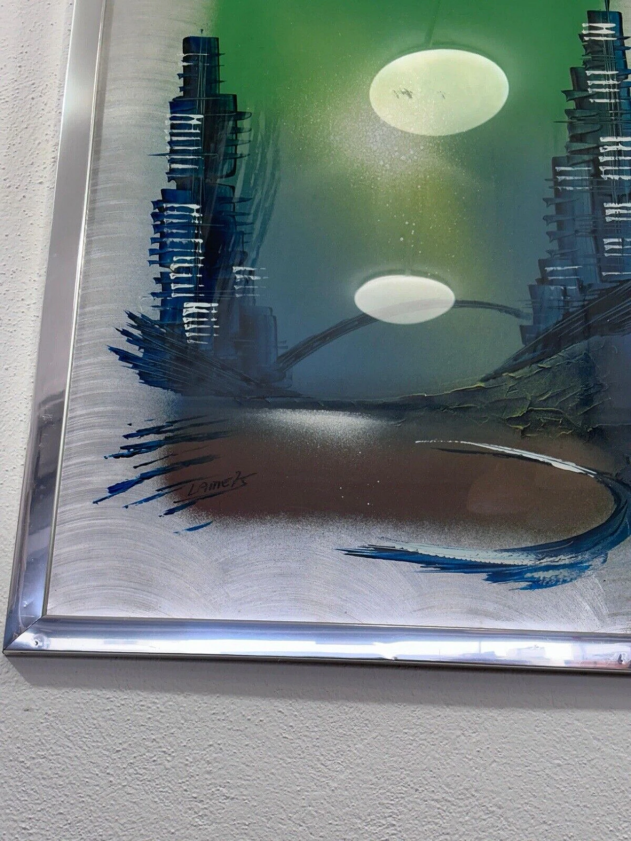 Lame, Grattacieli, dipinto su lastra di acciaio, 1975 4