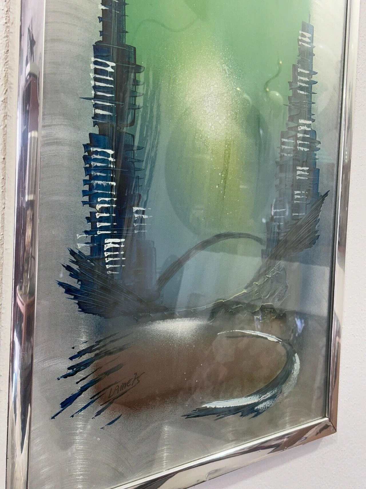 Lame, Grattacieli, dipinto su lastra di acciaio, 1975 5