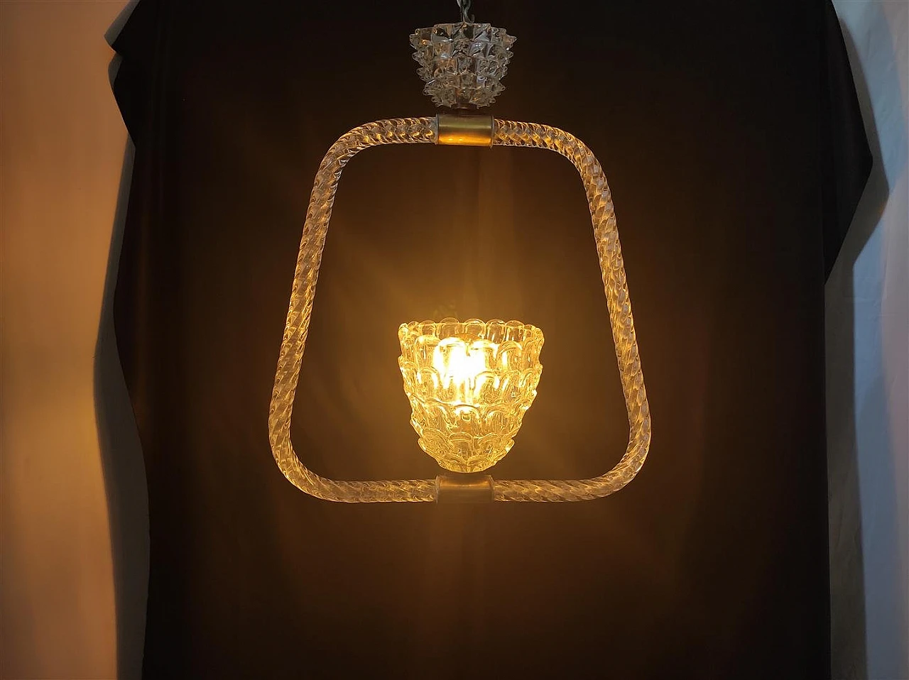 Lampada Art Deco in vetro di Murano, anni '30 18