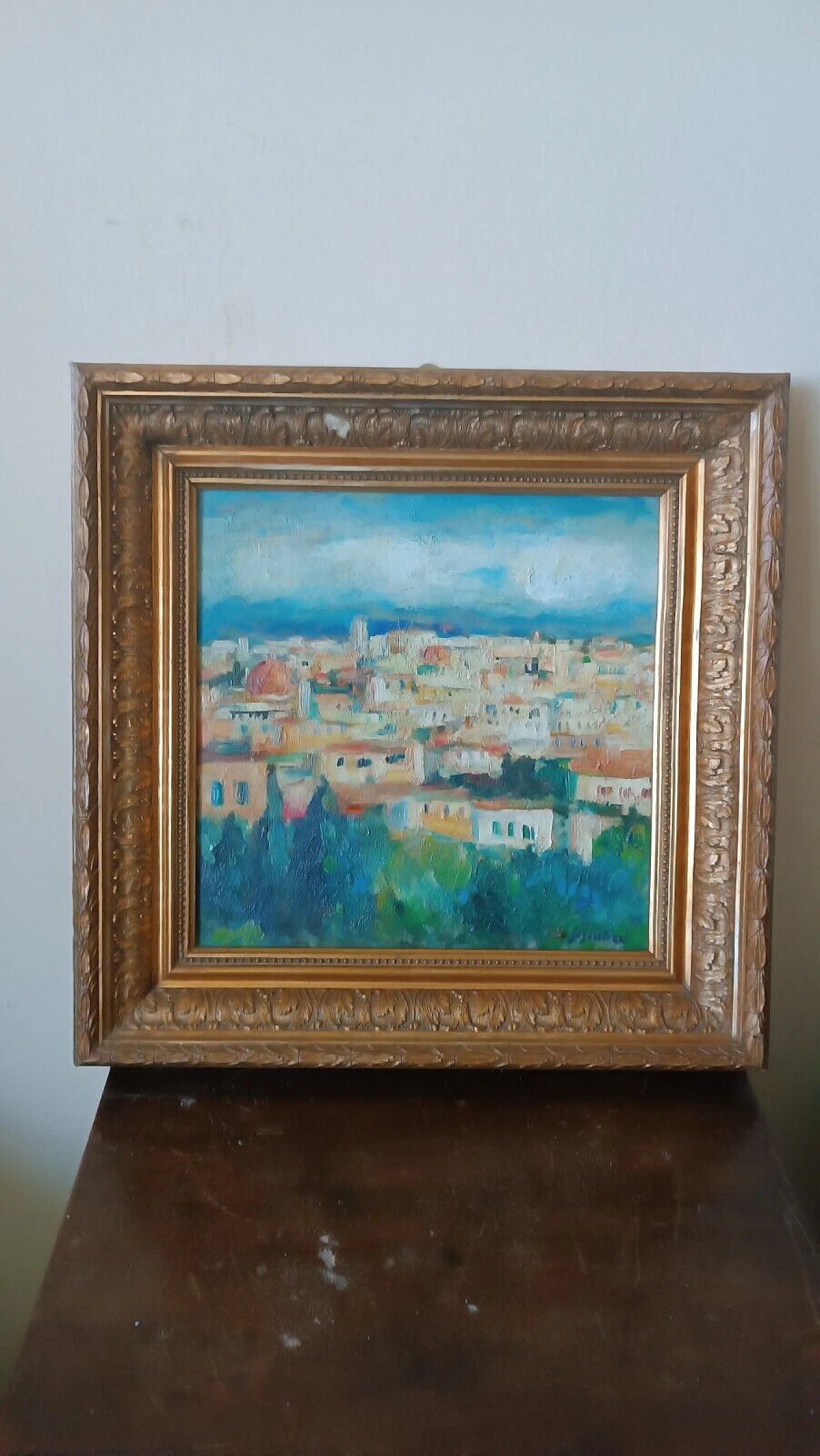 Sergio Scatizzi, glimpse of Lucca, oil painting on panel, 1945 1