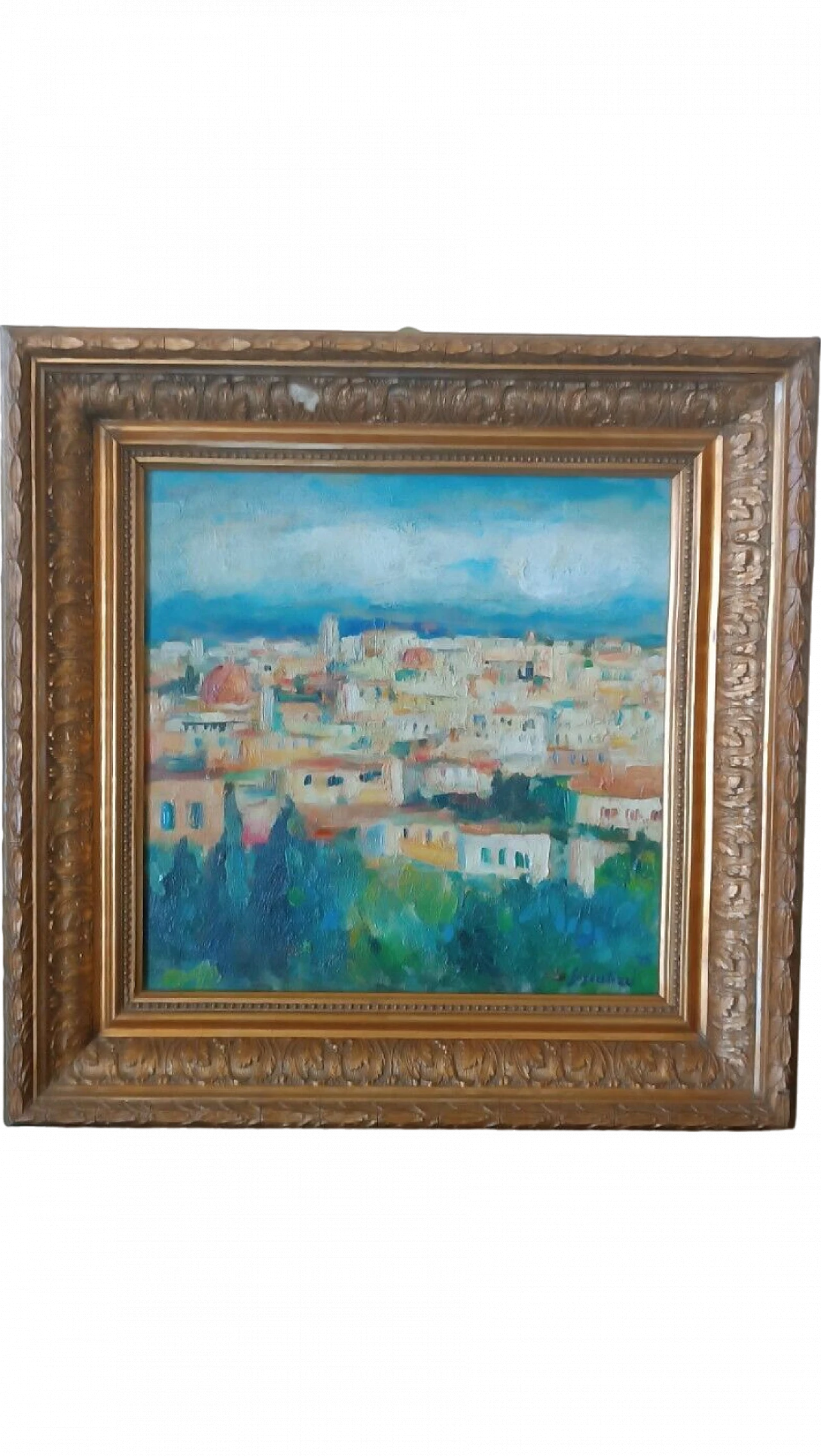 Sergio Scatizzi, glimpse of Lucca, oil painting on panel, 1945 2