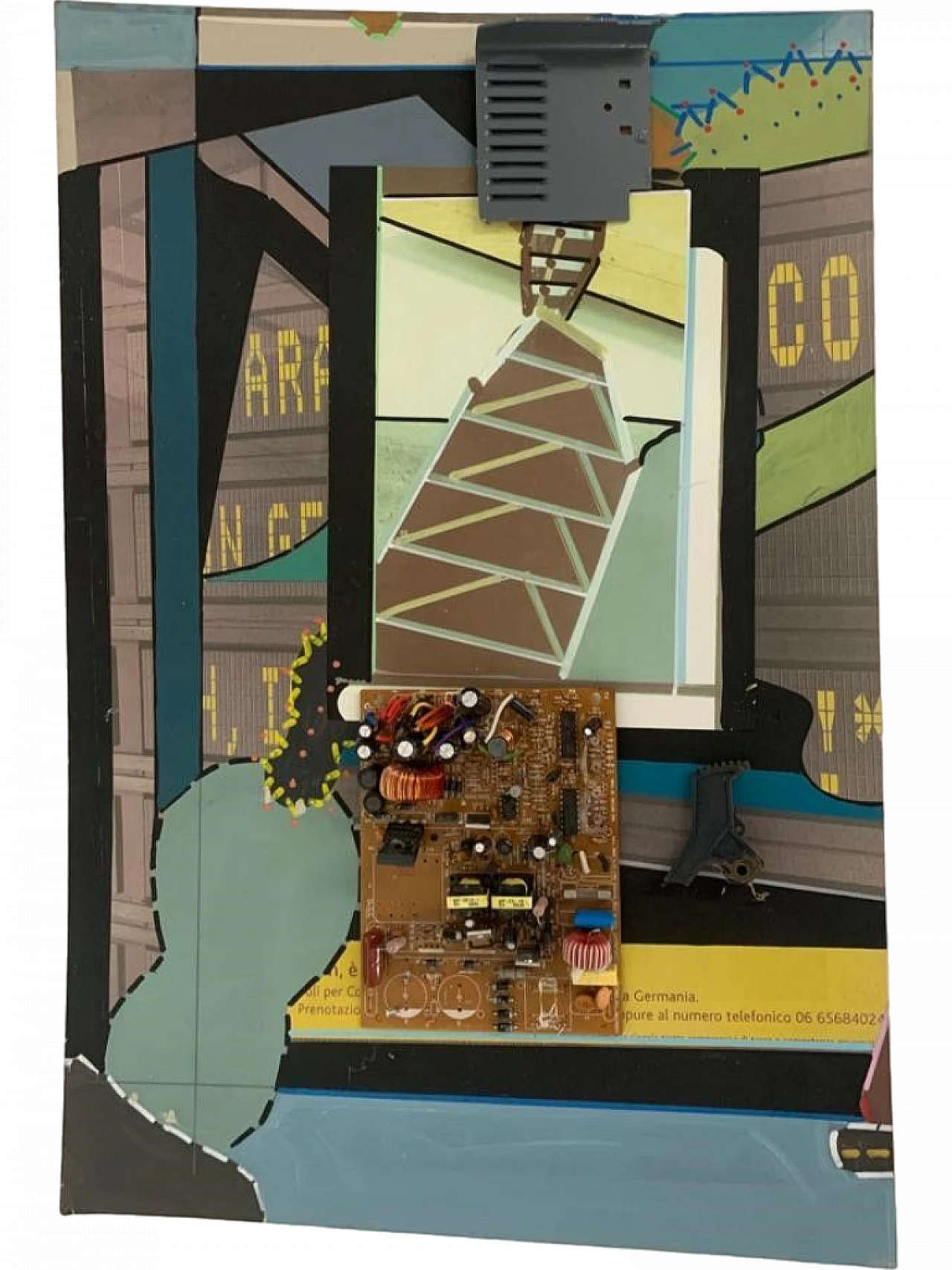 Renato Volpini, composizione, opera a tecnica mista su tavola, 1970 6