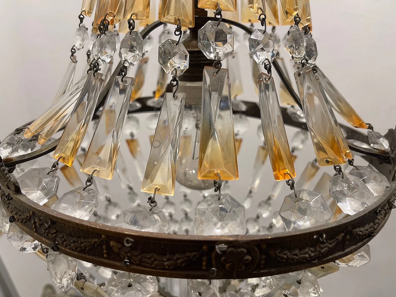 Bronze and crystal basket chandelier, 1960s 10