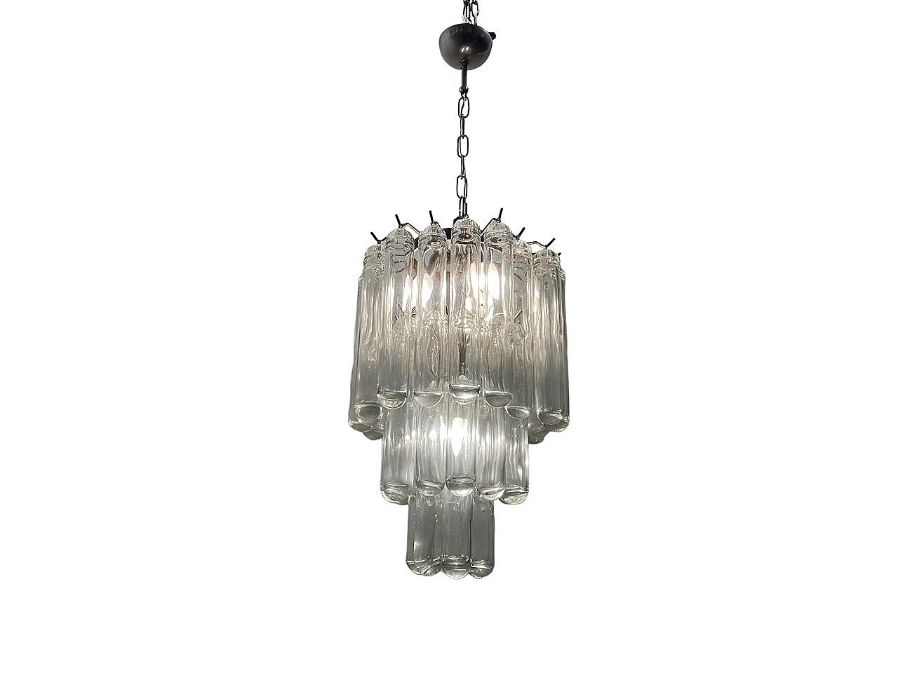 Murano glass tubular chandelier by Venini, 1970s 1
