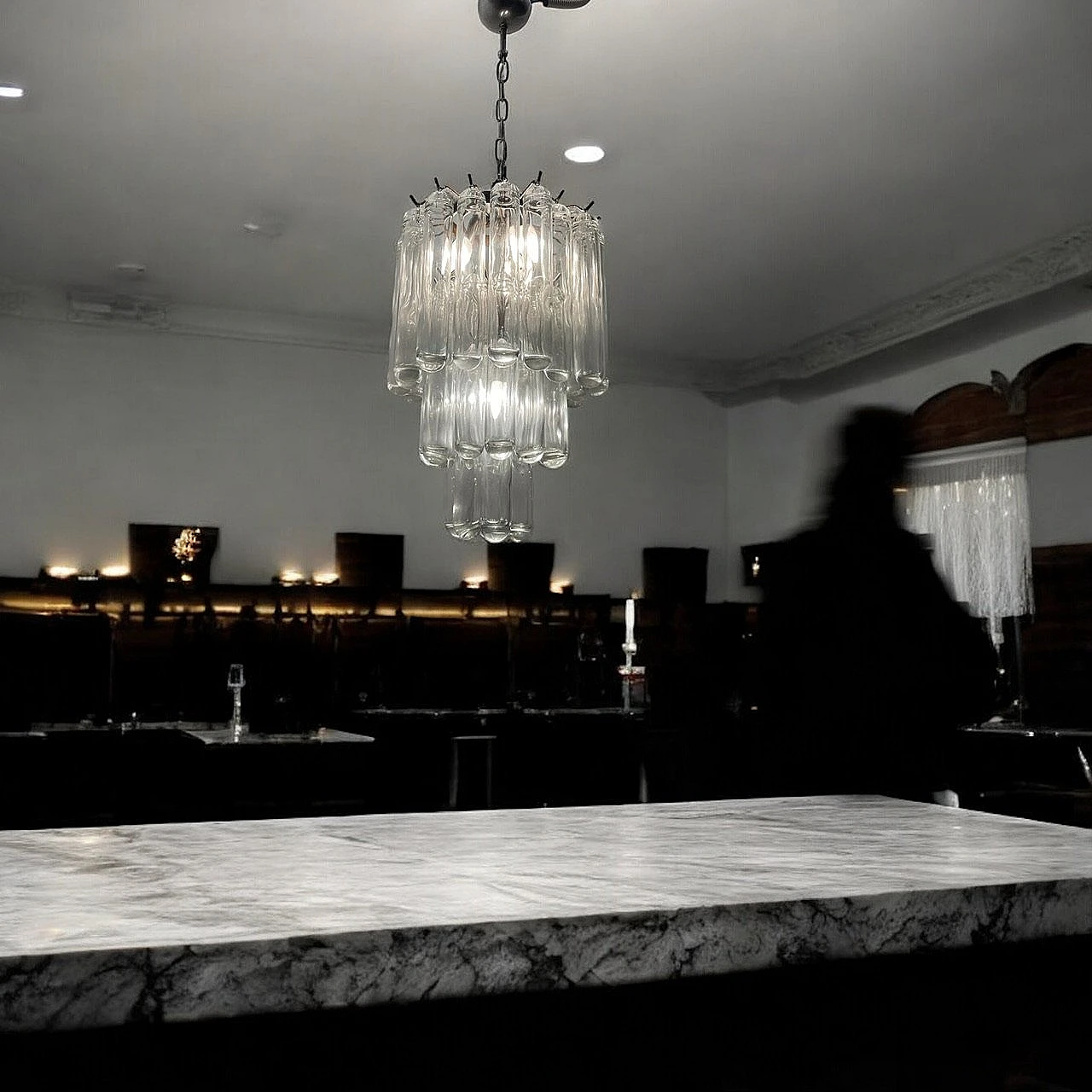 Murano glass tubular chandelier by Venini, 1970s 3