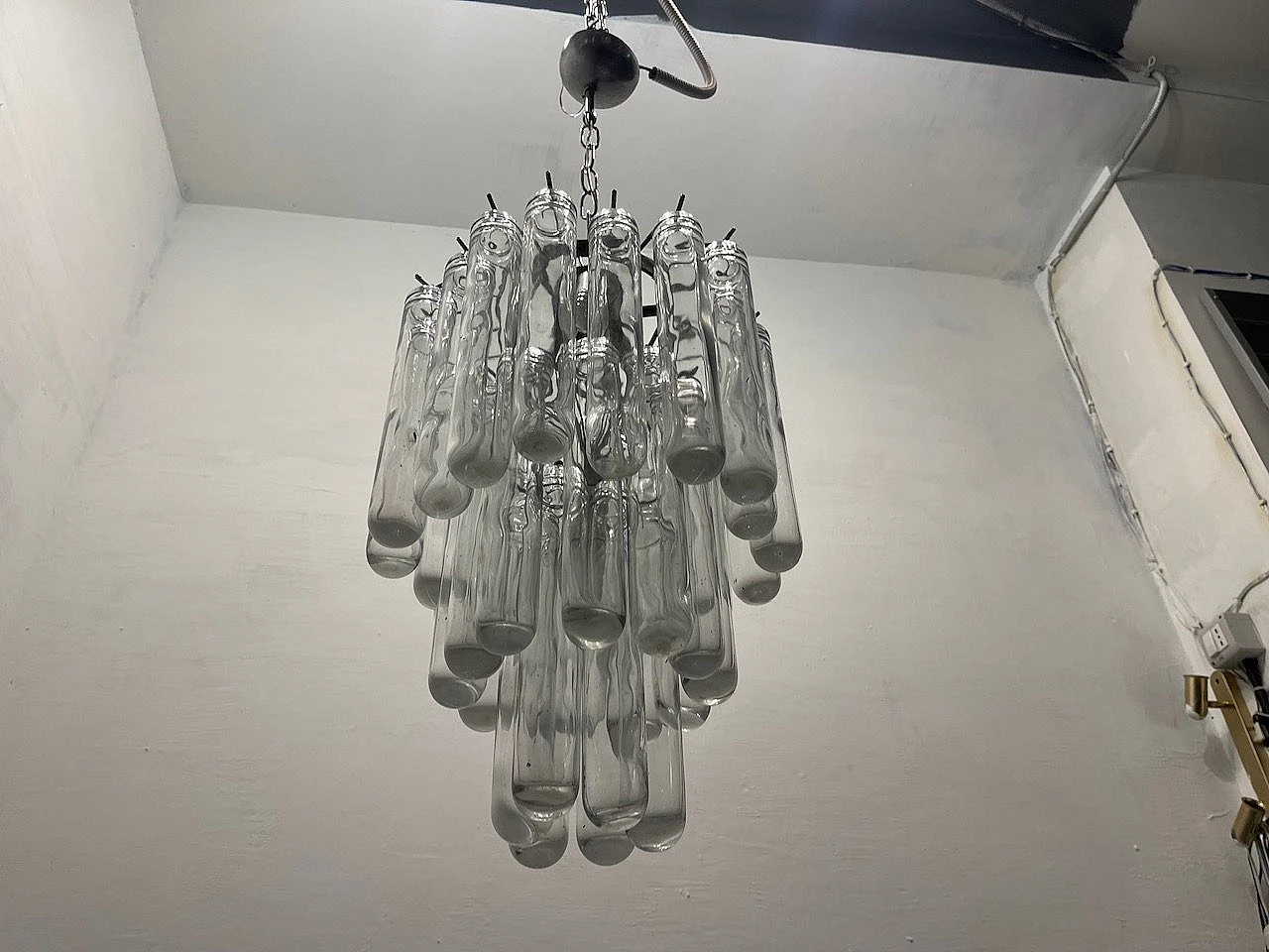 Murano glass tubular chandelier by Venini, 1970s 5
