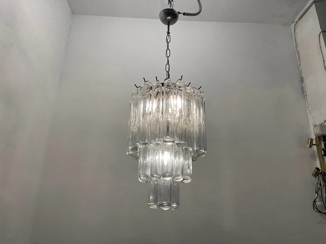 Murano glass tubular chandelier by Venini, 1970s 7