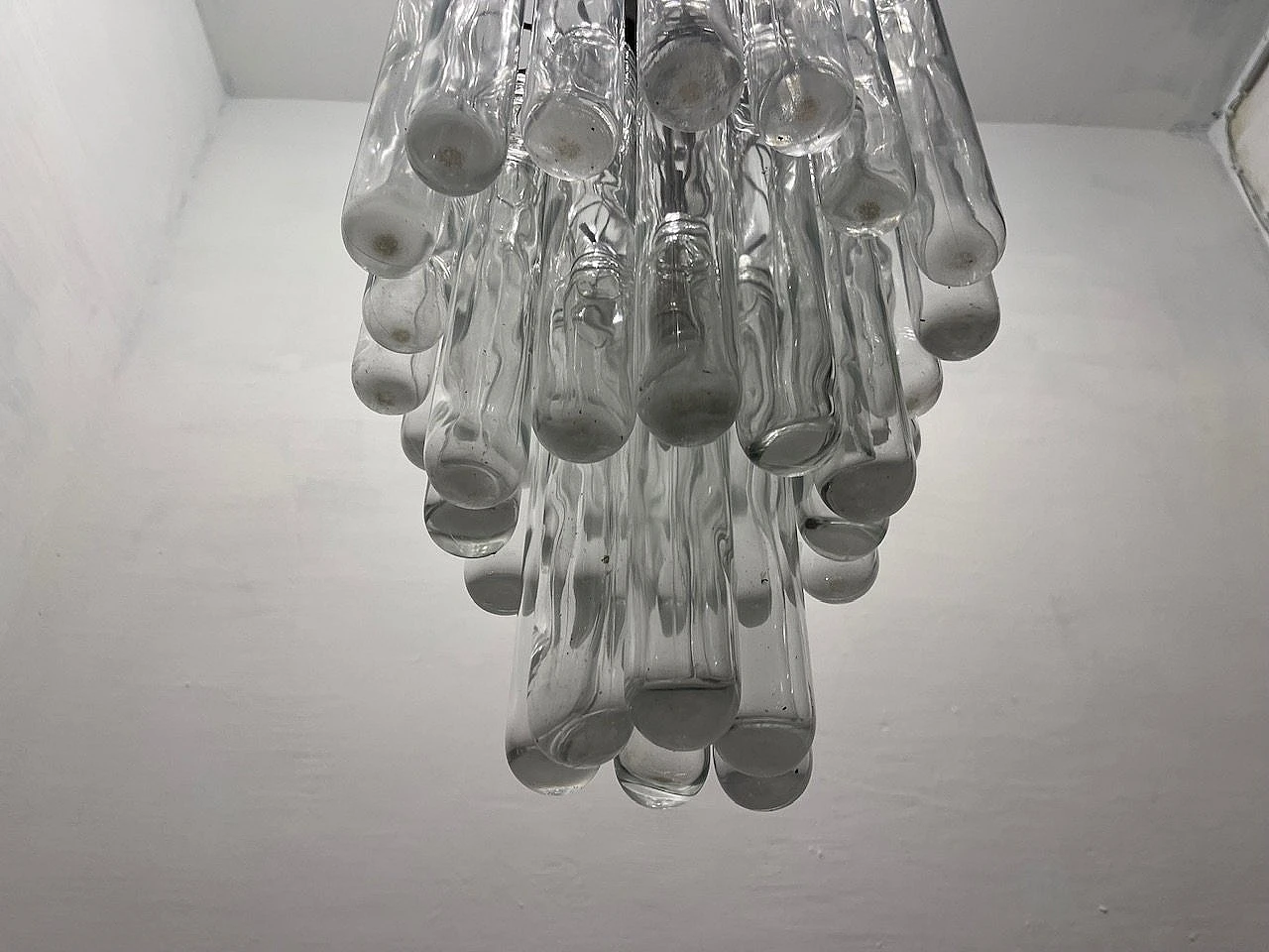 Murano glass tubular chandelier by Venini, 1970s 11