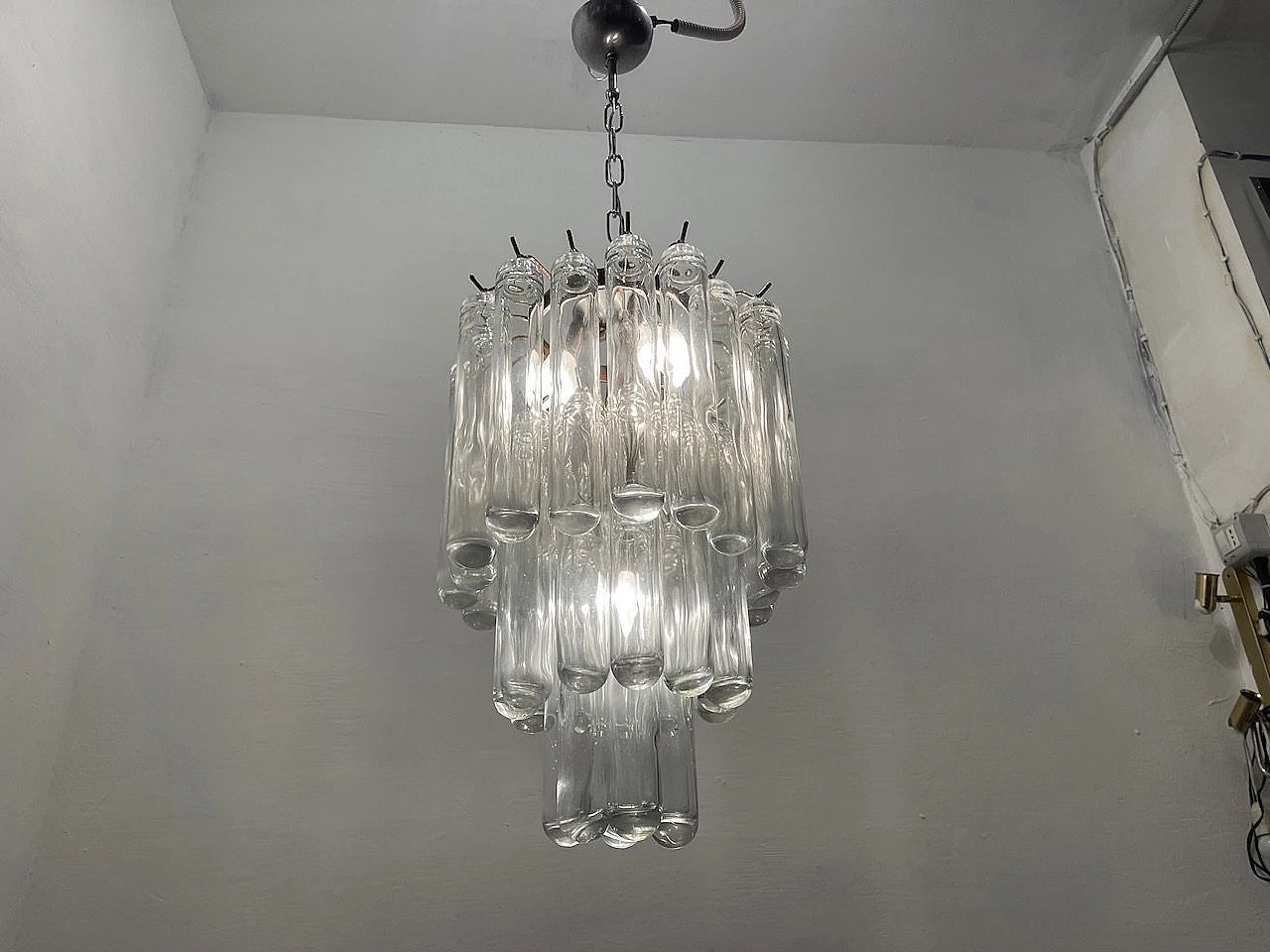 Murano glass tubular chandelier by Venini, 1970s 12