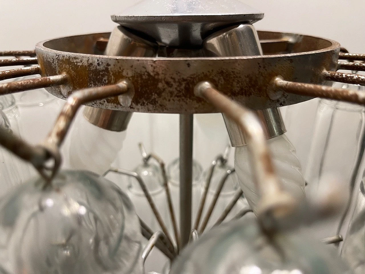 Murano glass tubular chandelier by Venini, 1970s 13