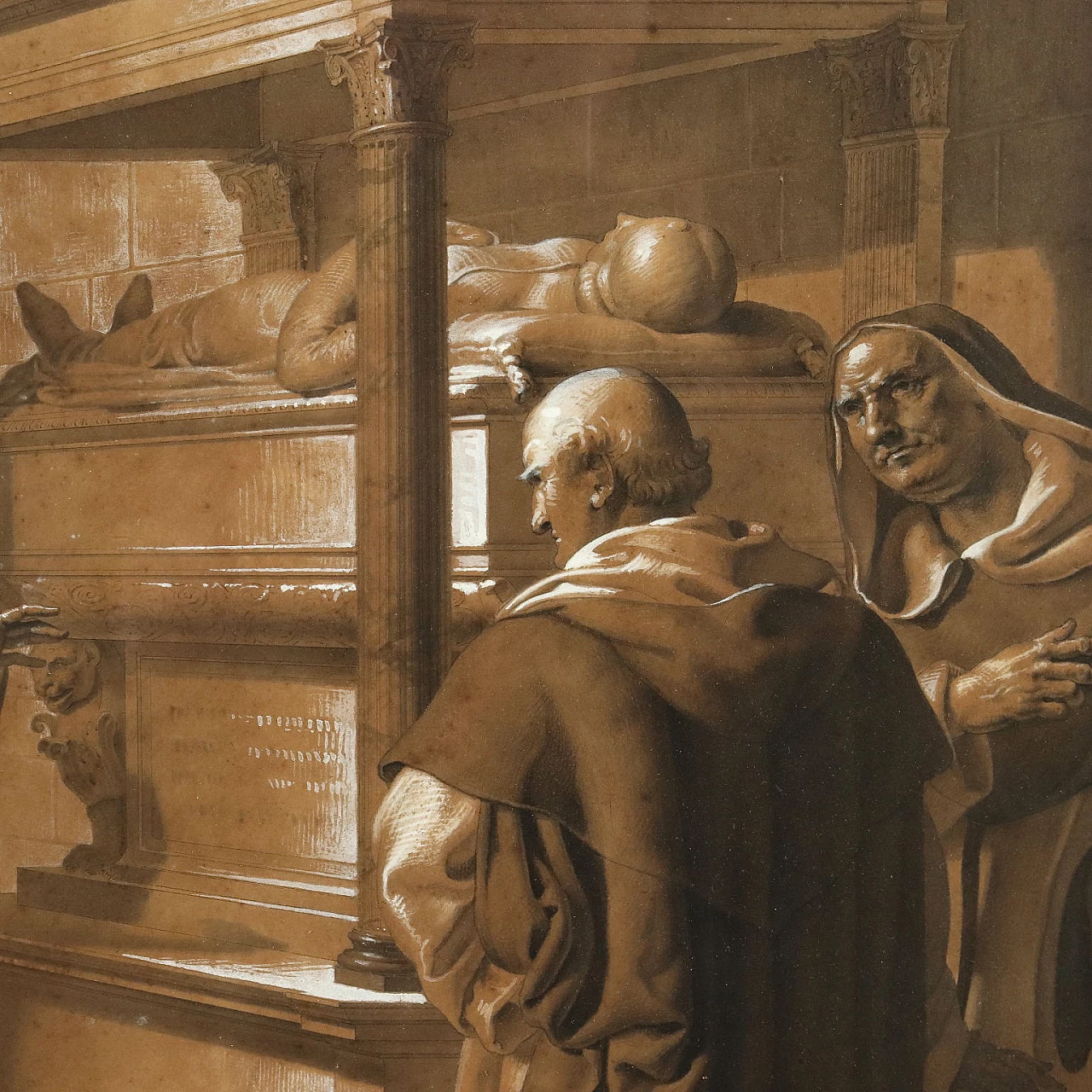 Ludovico il Moro on Beatrice's tomb, mixed technique, 19th century 5