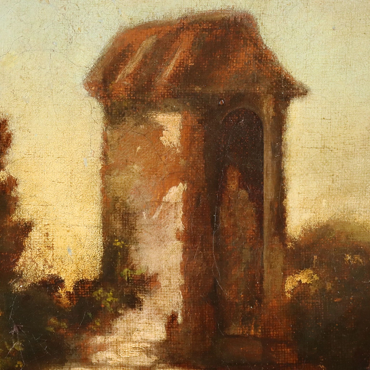 Achille Vertunni, Paesaggio con figure, olio su tela, '800 4