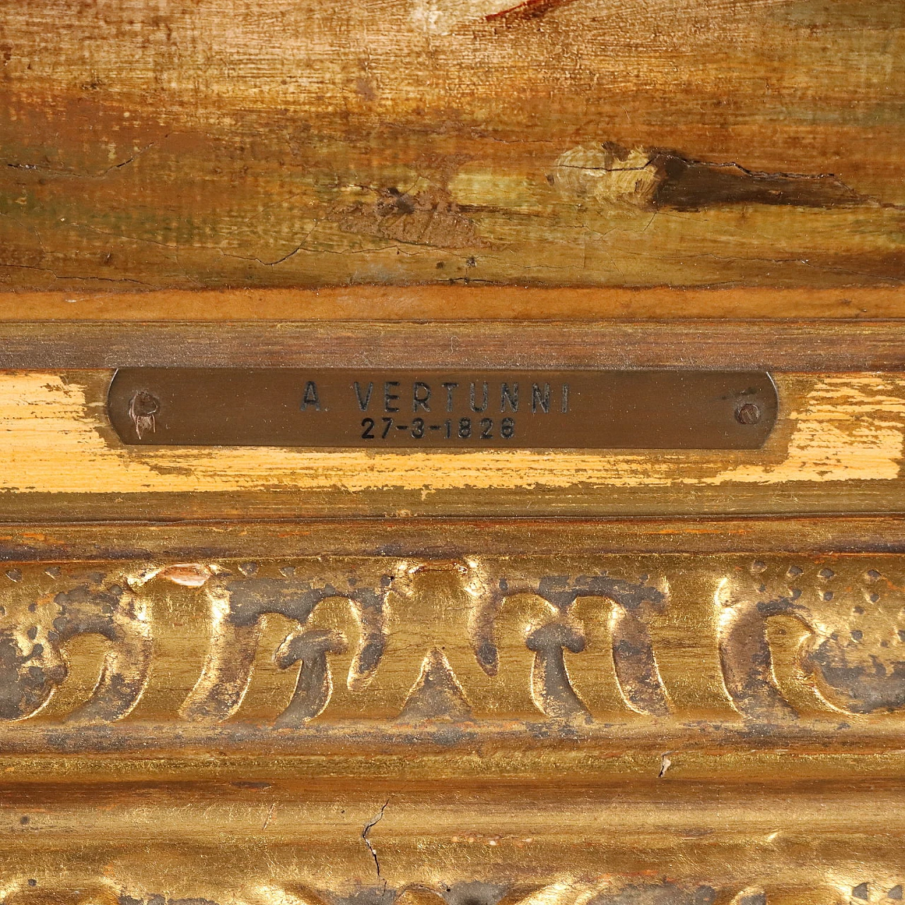 Achille Vertunni, Paesaggio con figure, olio su tela, '800 7