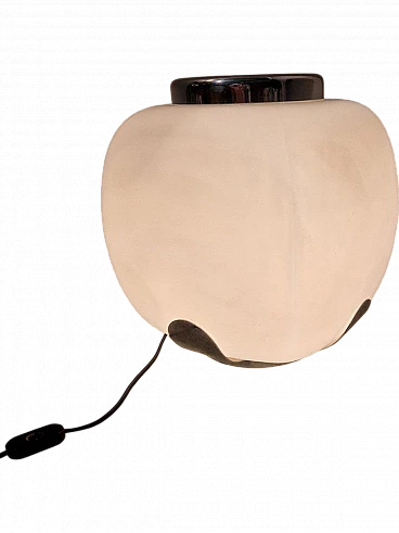 Lampada Flower Holder in ottone cromato e vetro opalino, anni '60