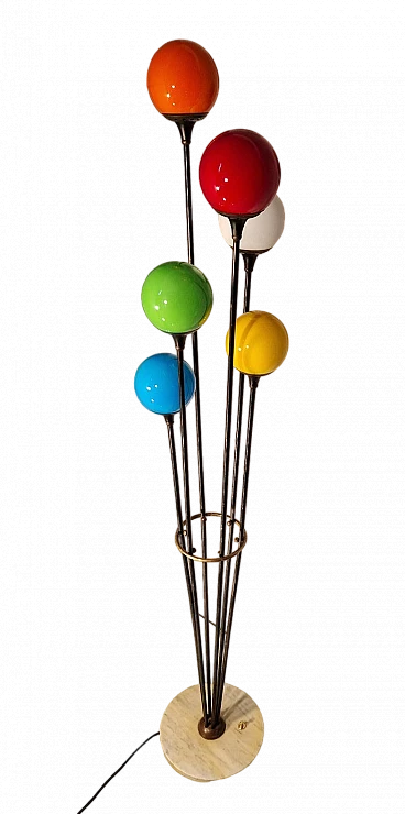 Lampada da terra Alberello in ferro, ottone e marmo di Stilnovo, anni '50