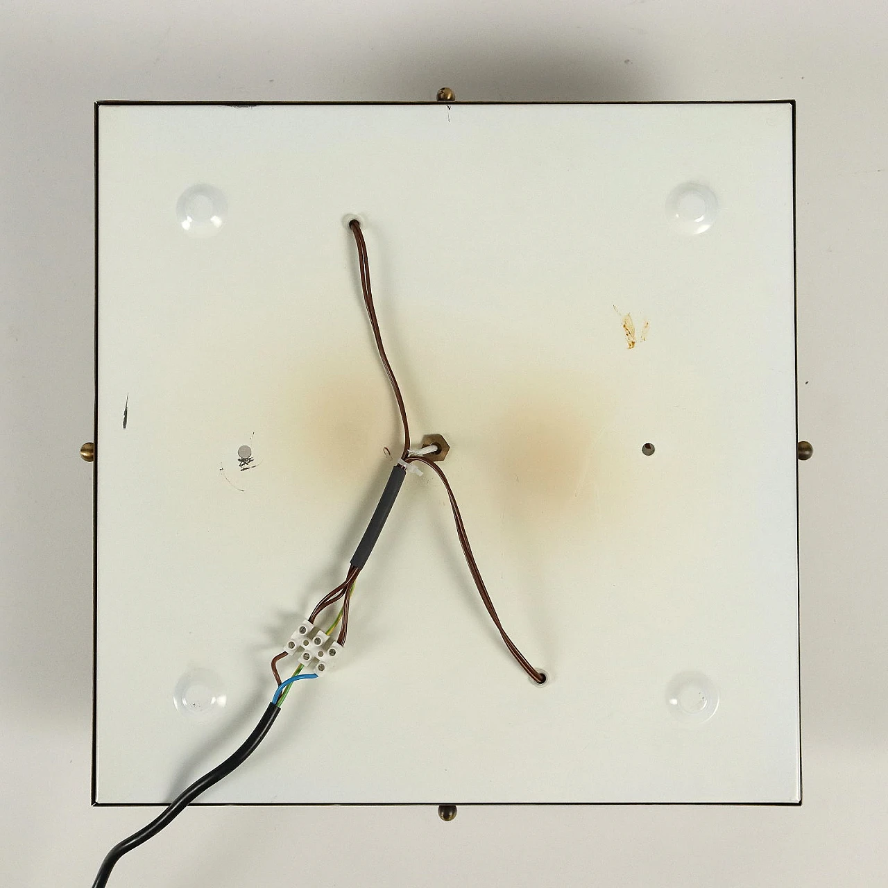 Square brass and blown glass lamp, 1980s 8