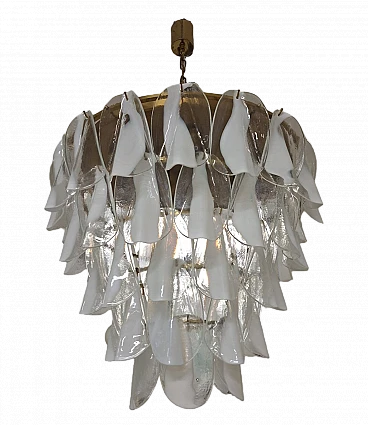 Lampadario in ottone e vetro di Murano di La Murrina, anni '70