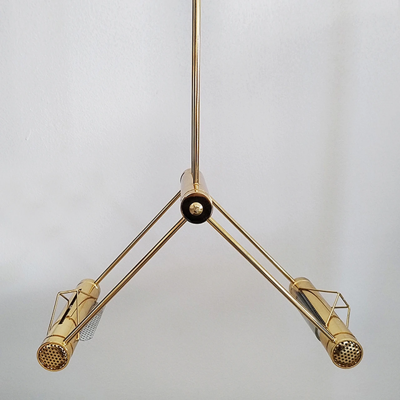 Brass two-light chandelier by Cattaneo, 1970s 3