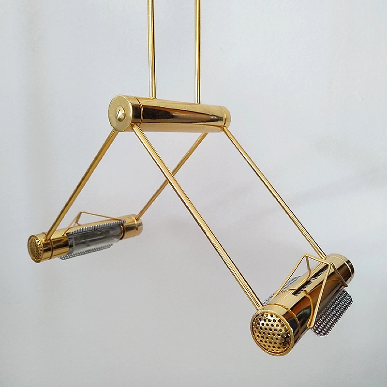 Brass two-light chandelier by Cattaneo, 1970s 4