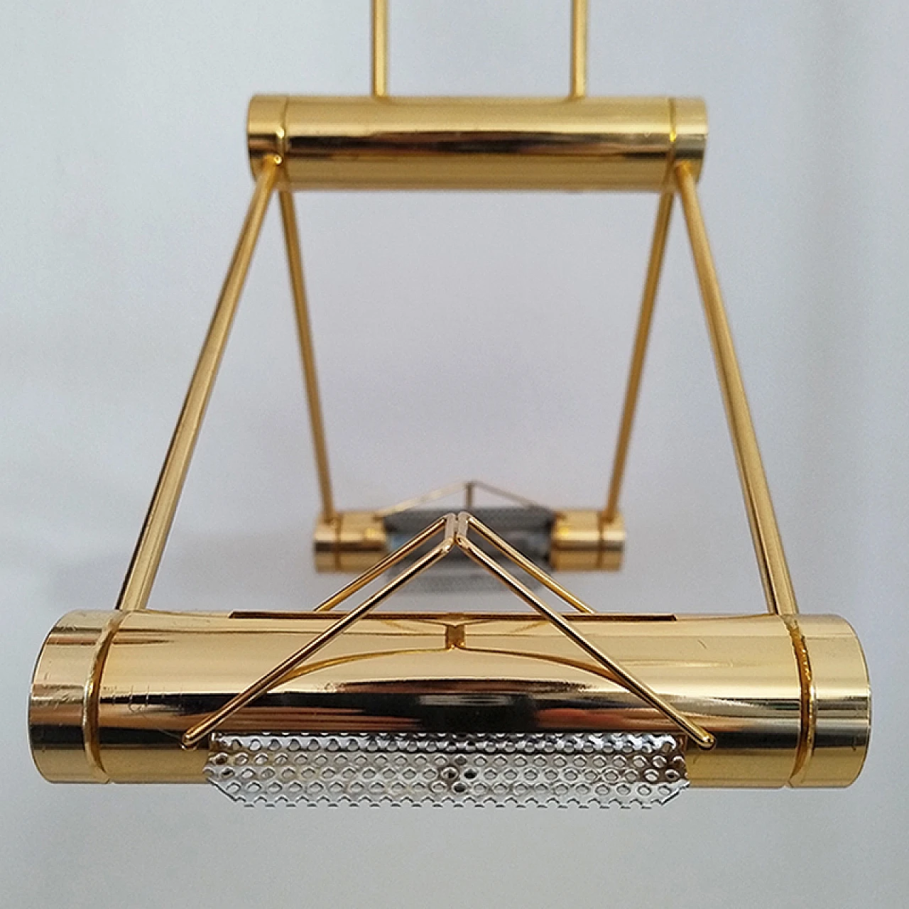 Brass two-light chandelier by Cattaneo, 1970s 6