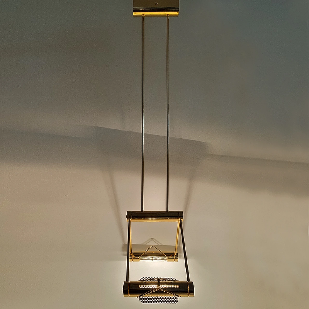 Brass two-light chandelier by Cattaneo, 1970s 8