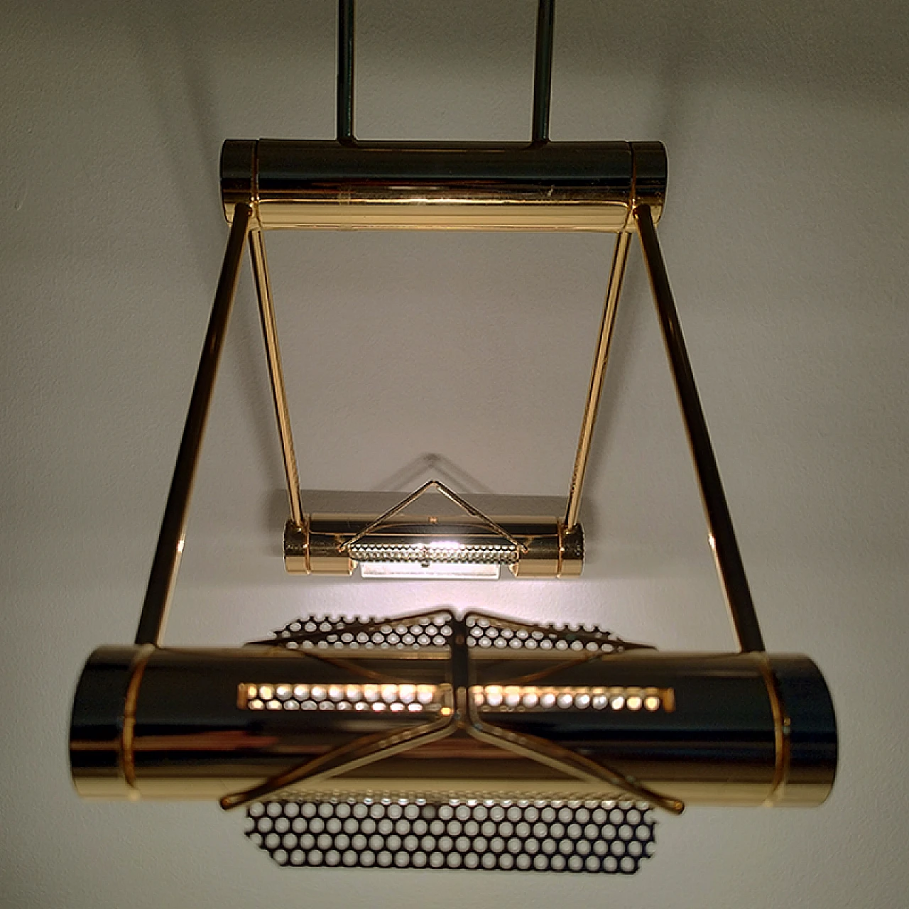 Brass two-light chandelier by Cattaneo, 1970s 10