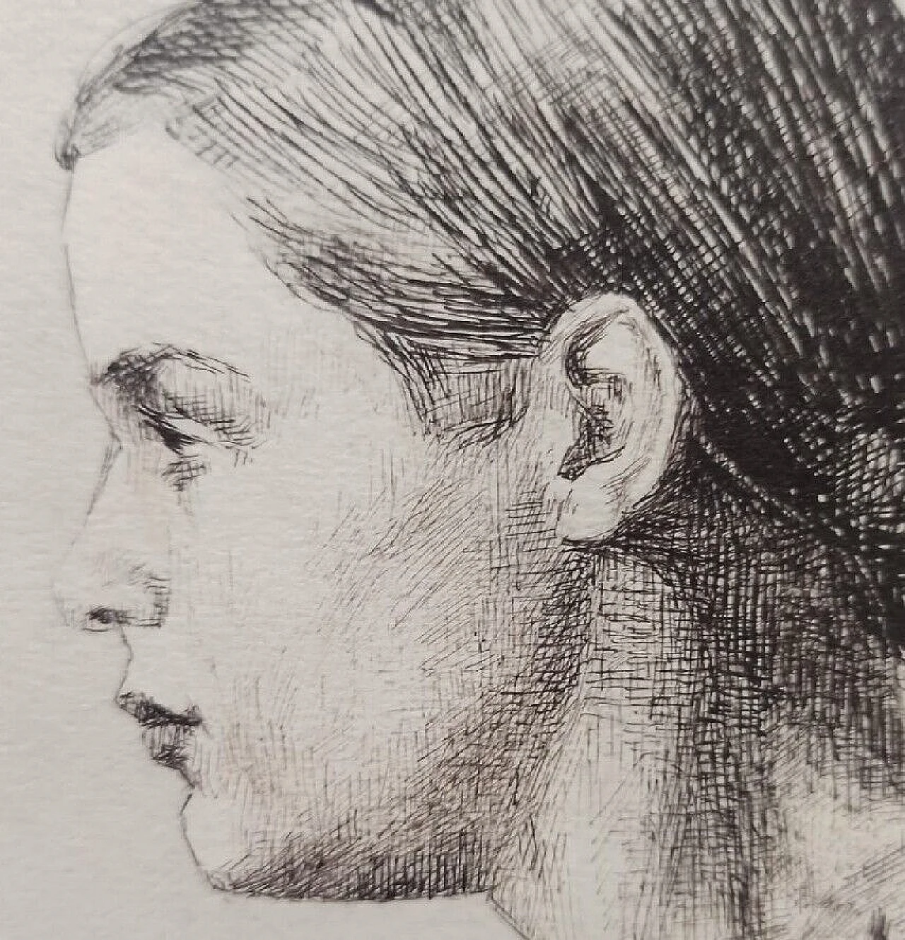 A. Carnelli, Ritratto di giovane donna, disegno a china, anni '30 3