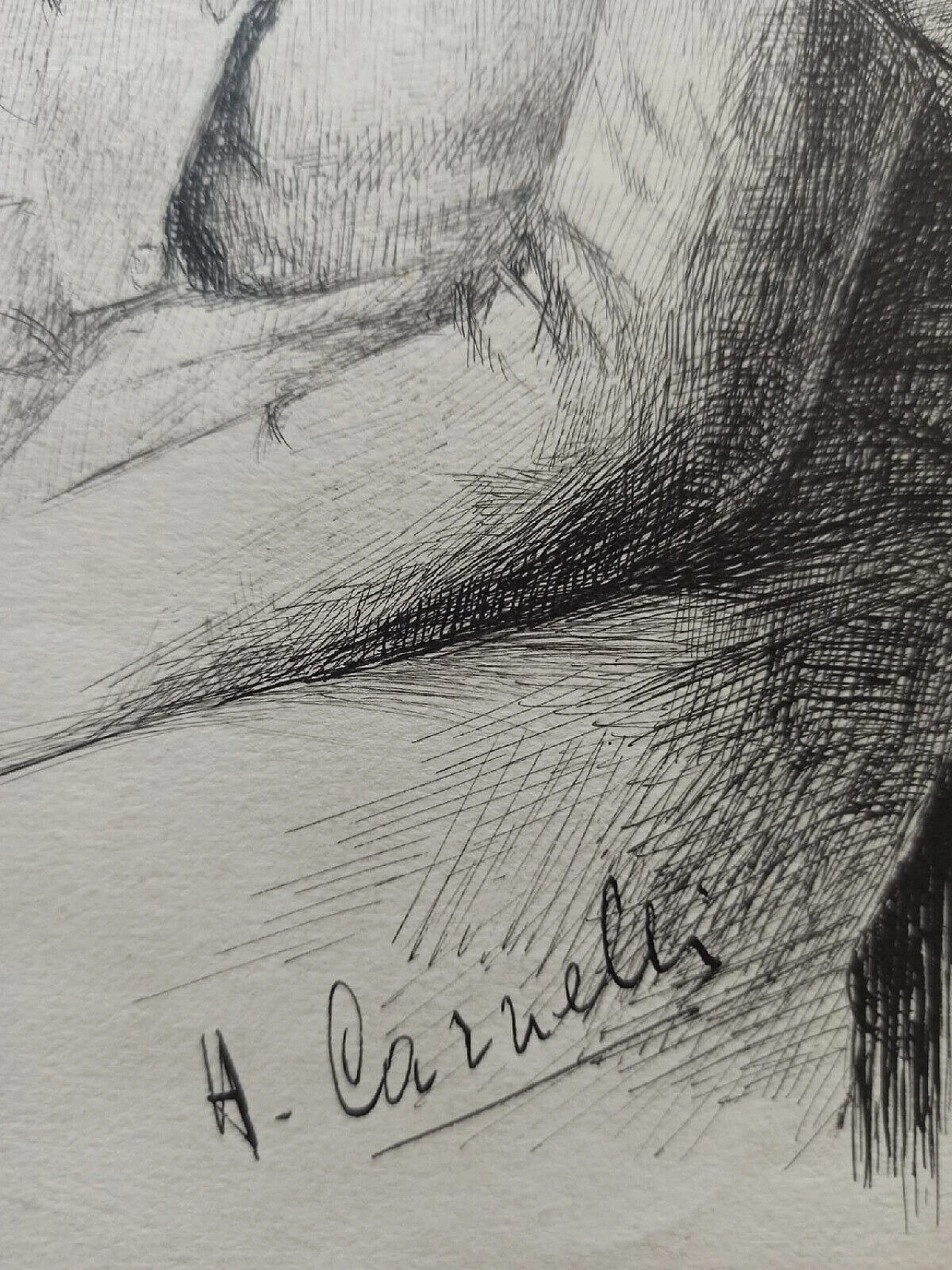 A. Carnelli, Ritratto di giovane donna, disegno a china, anni '30 5