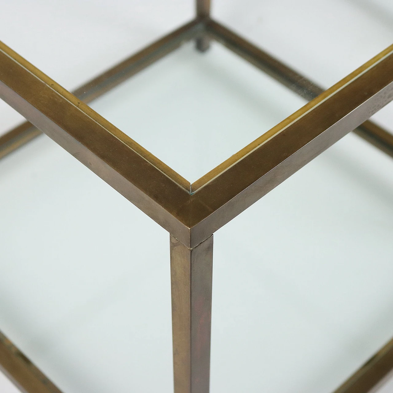 Pair of brass and glass double-shelf coffee tables, 1970s 4