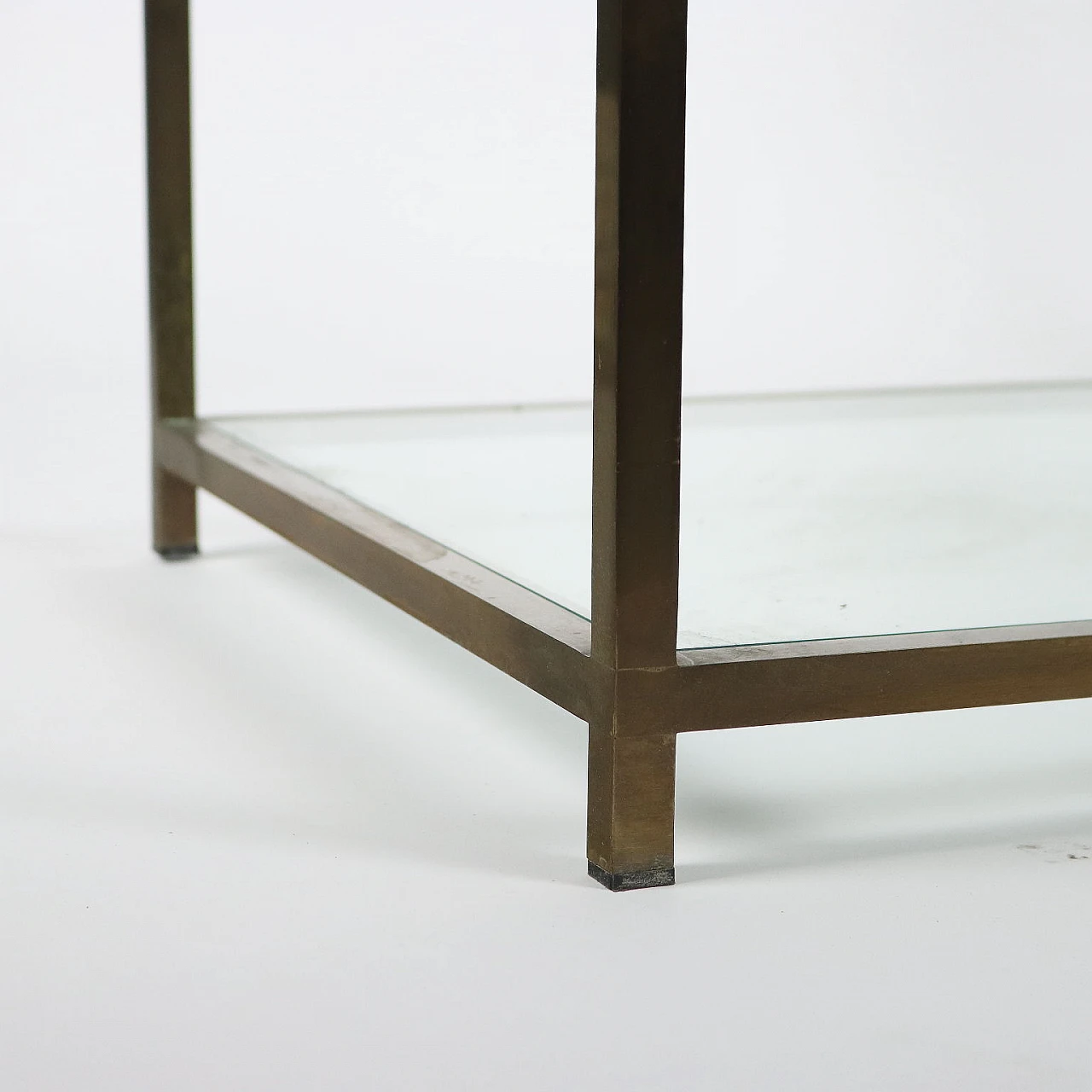 Pair of brass and glass double-shelf coffee tables, 1970s 6