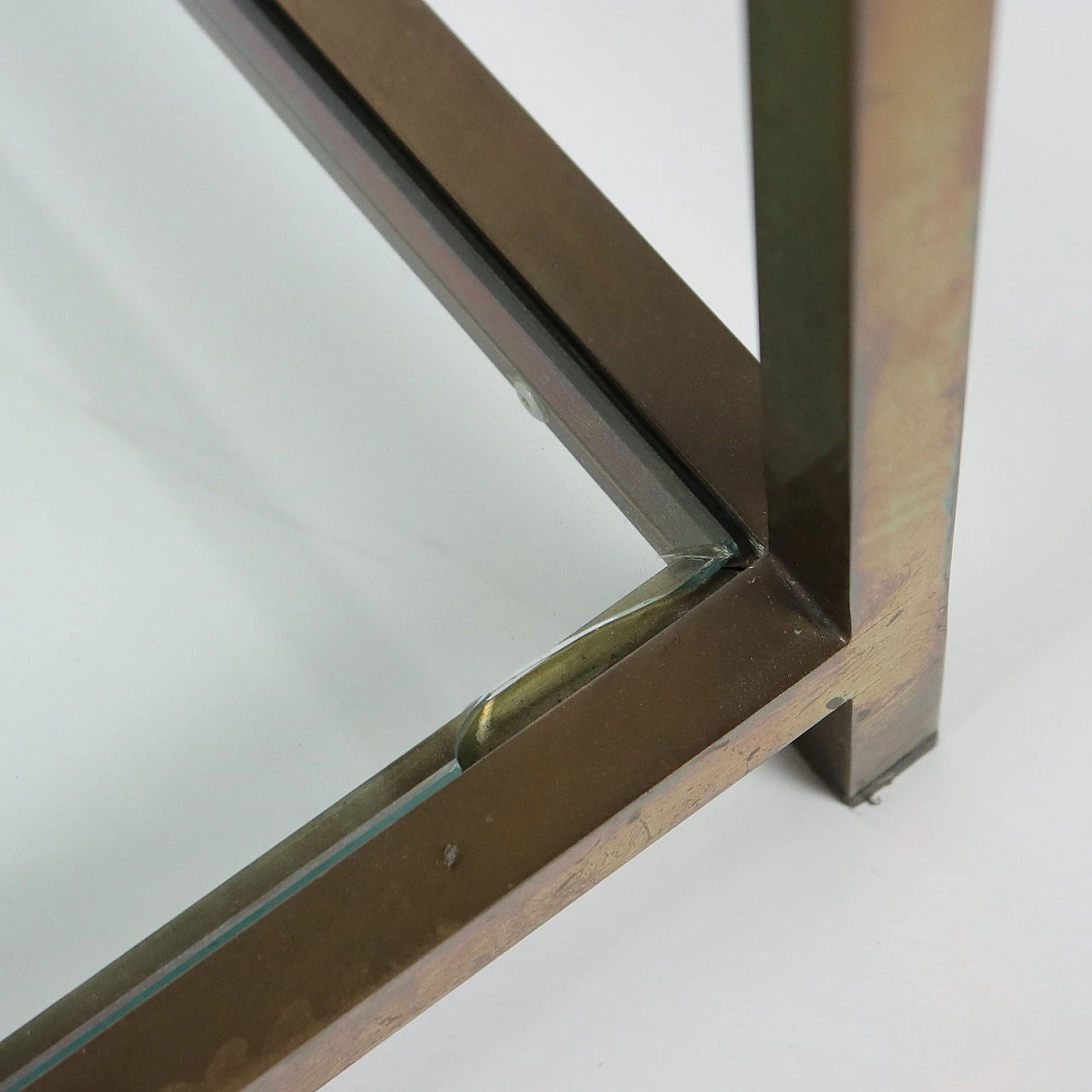 Pair of brass and glass double-shelf coffee tables, 1970s 7
