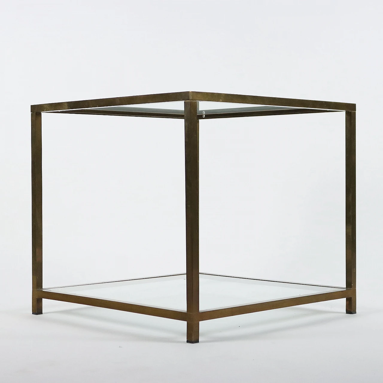 Pair of brass and glass double-shelf coffee tables, 1970s 8