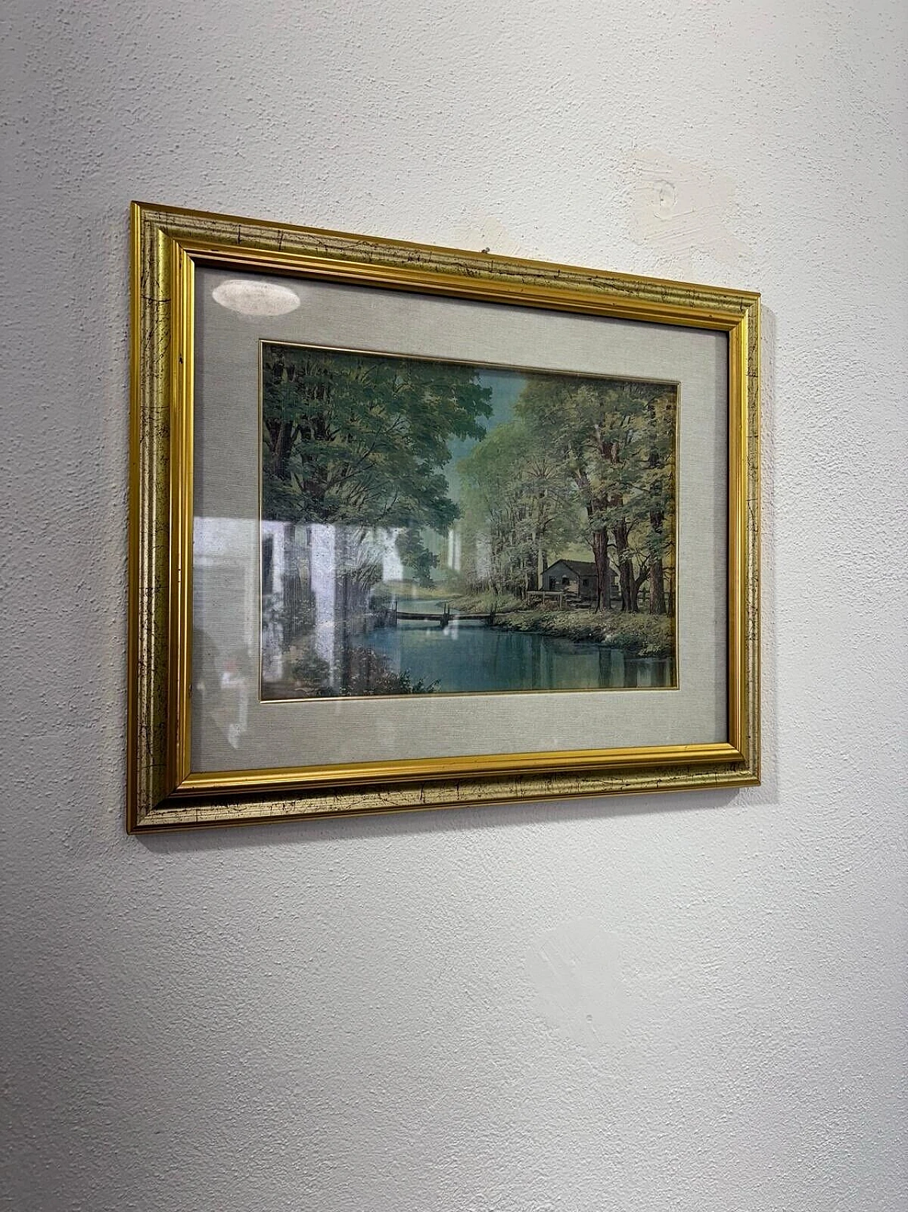 Riva di un fiume, olio su tela 1