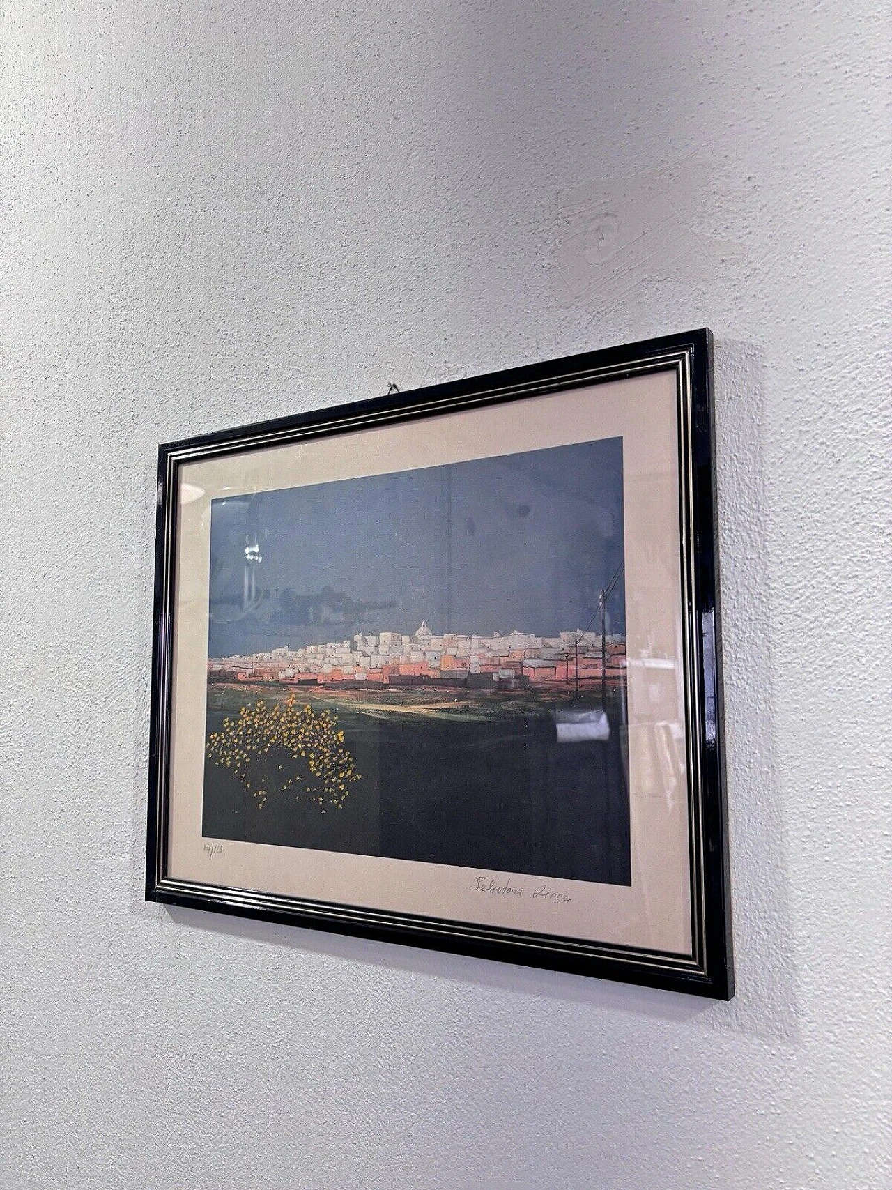 Salvatore Lecce, città, opera a tecnica mista su carta, anni '70 1