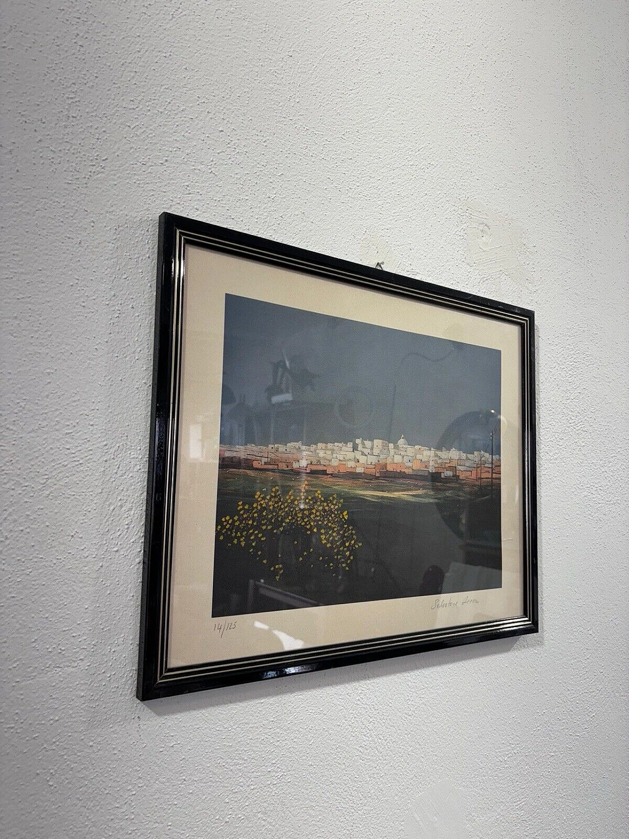 Salvatore Lecce, città, opera a tecnica mista su carta, anni '70 3