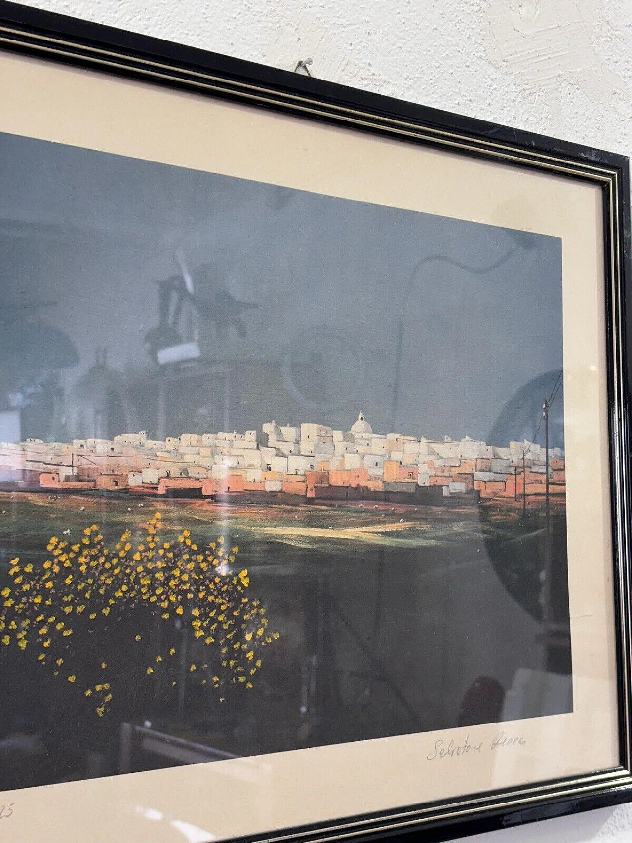 Salvatore Lecce, città, opera a tecnica mista su carta, anni '70 4