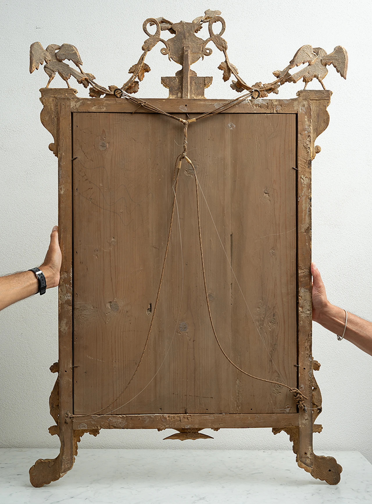 Specchio Luigi XVI napoletano in legno dorato, seconda metà del '700 4