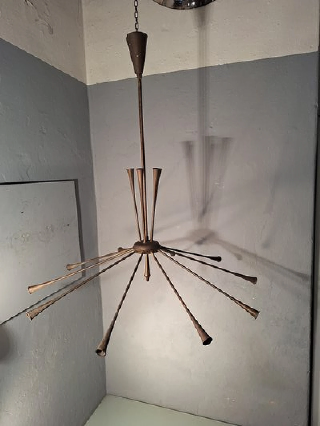 Sputnik brass chandelier by Oscar Torlasco by Lumi, 1960s 12