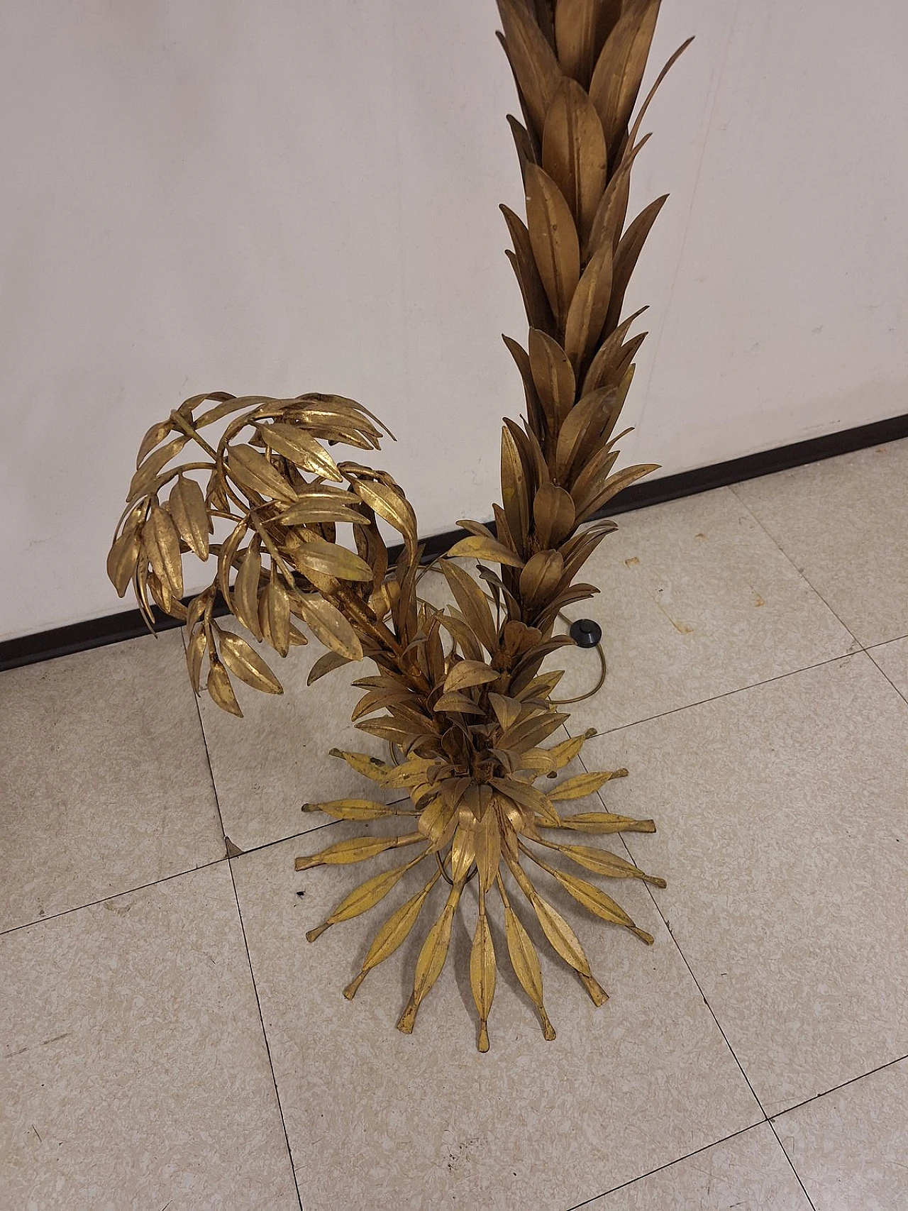 Palma floor lamp in golden iron by Hans Kögl, 1970s 4