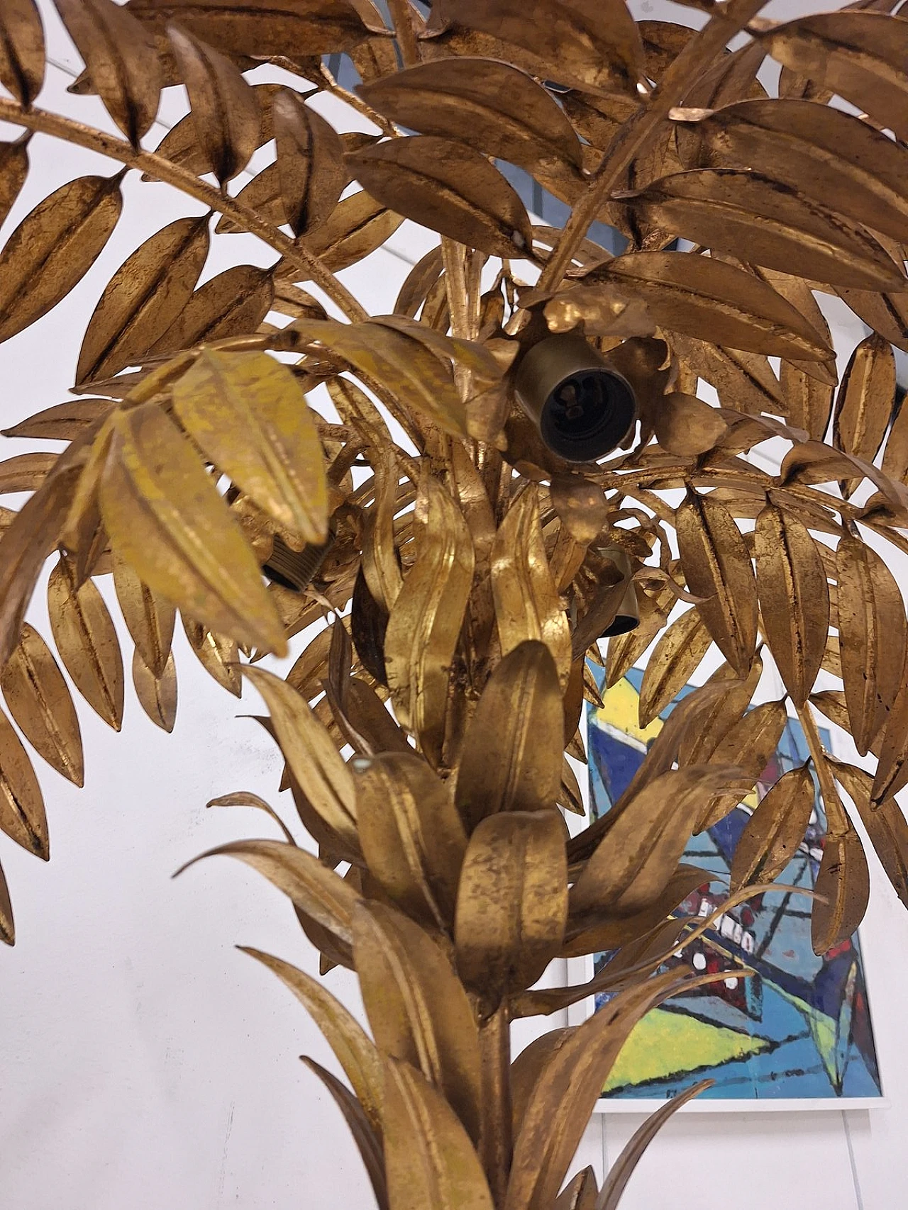 Palma floor lamp in golden iron by Hans Kögl, 1970s 5