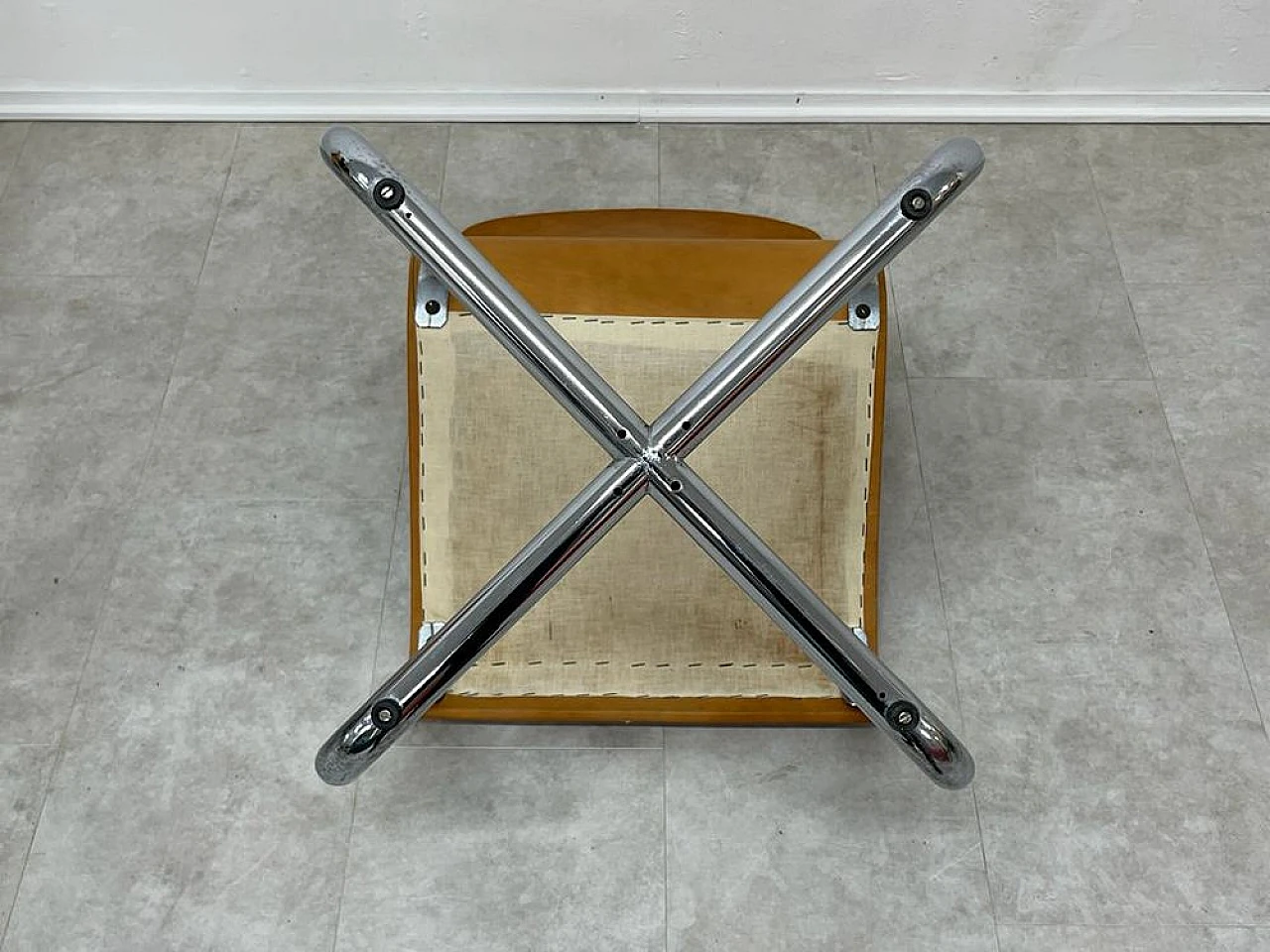 4 Sedie in pelle marrone e metallo cromato di F. T. Sartori, anni '70 4